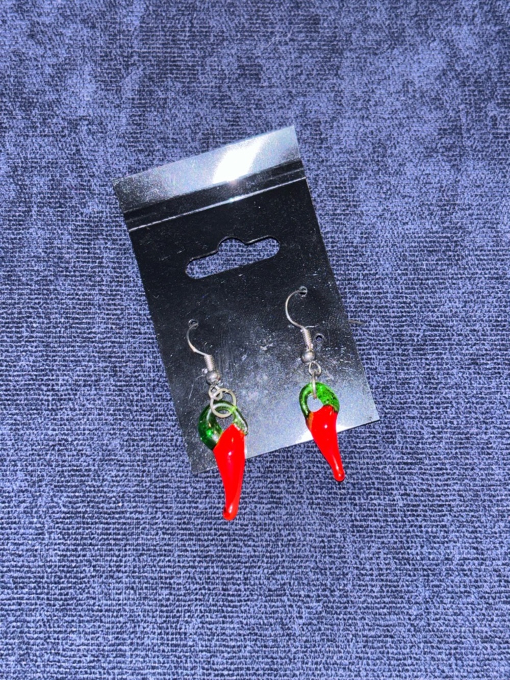 Red Chili Pepper Glass Dangle Earrings